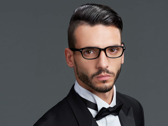 side part with a beard